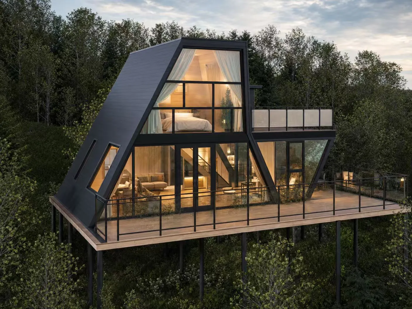 ForestHouse, Na słupach, nad wodą, wizualizacja