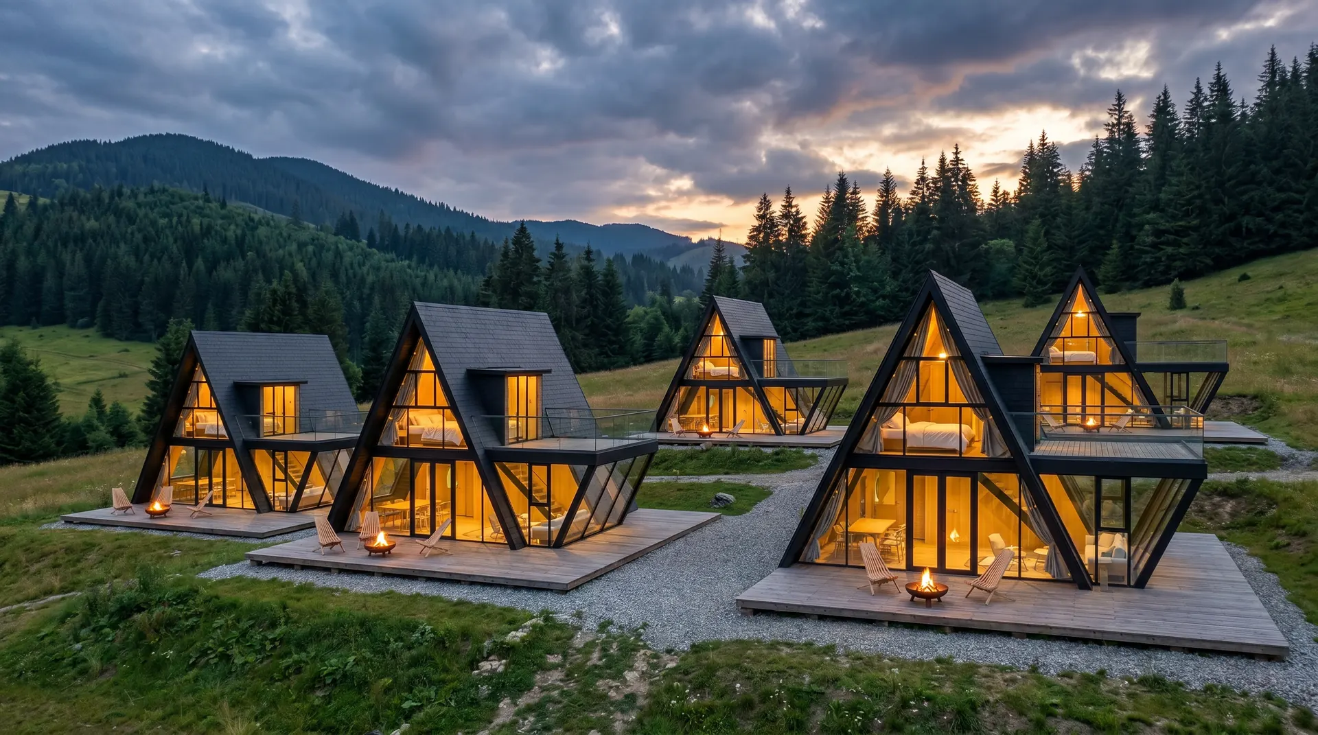 ForestHouse, Zespół pięciu domów, wizualizacja